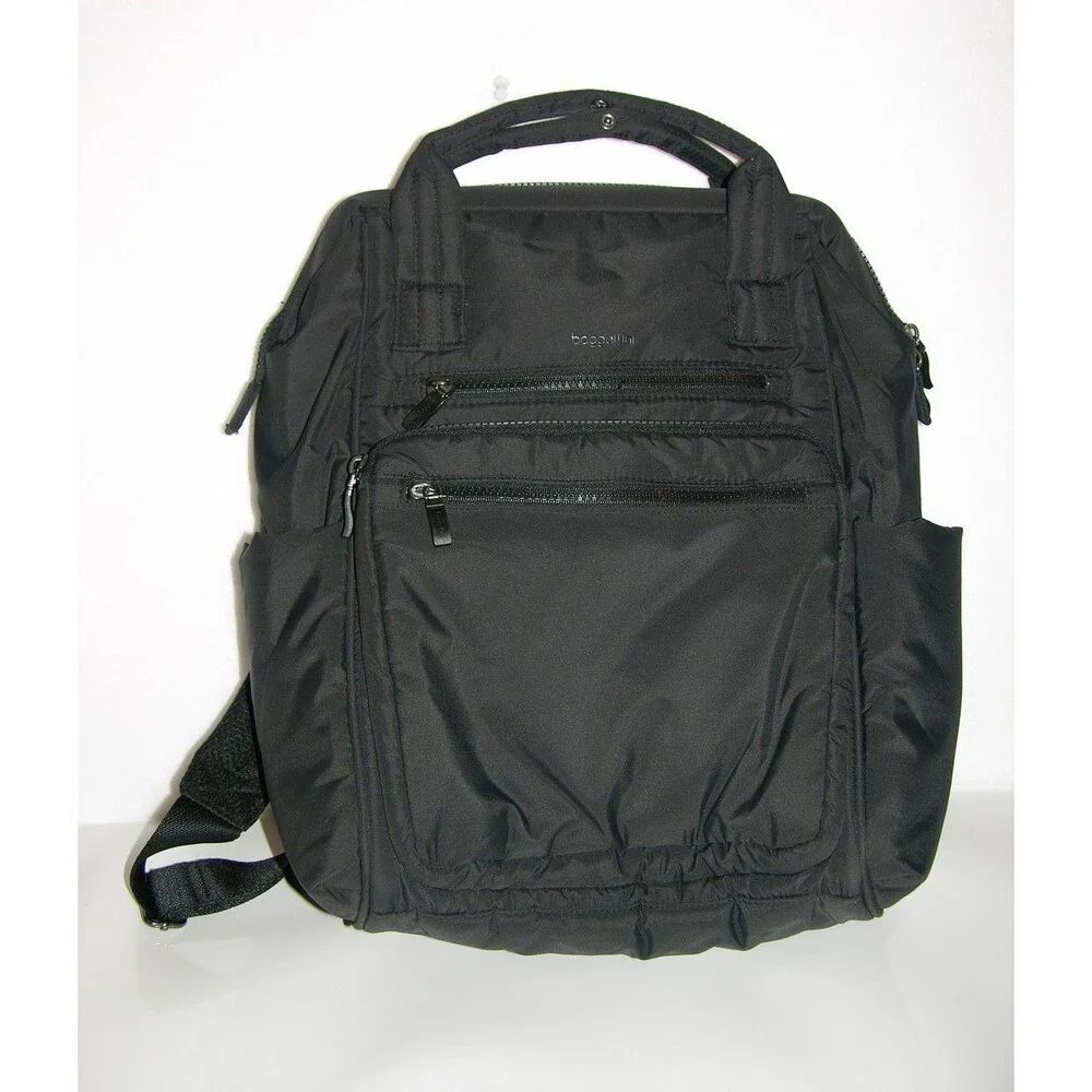 Baggallini Black Nylon Backpack Travel Bag RFID Laptop Sleeve Luggage Sleeve